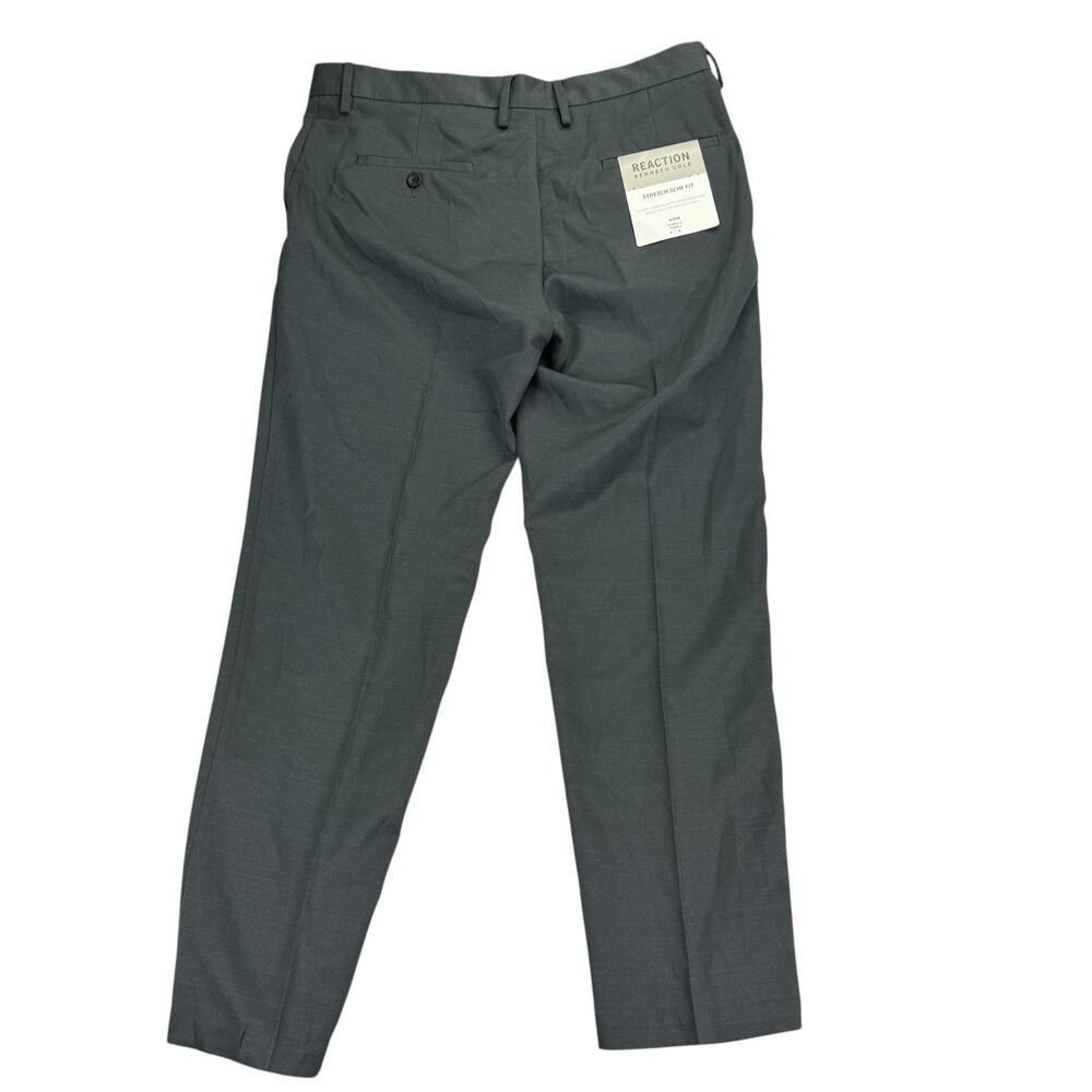 Kenneth Cole Mens Slim Fit Stretch Solid Dress Pants Charcoal 34x29 - Picture 3 of 5